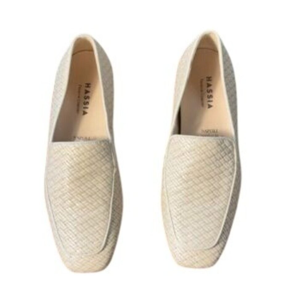 Hassia Womens Comfort Fit Woven Leather Loafers UK Size 3.5 Beige Slip-On Shoes - Picture 2 of 9
